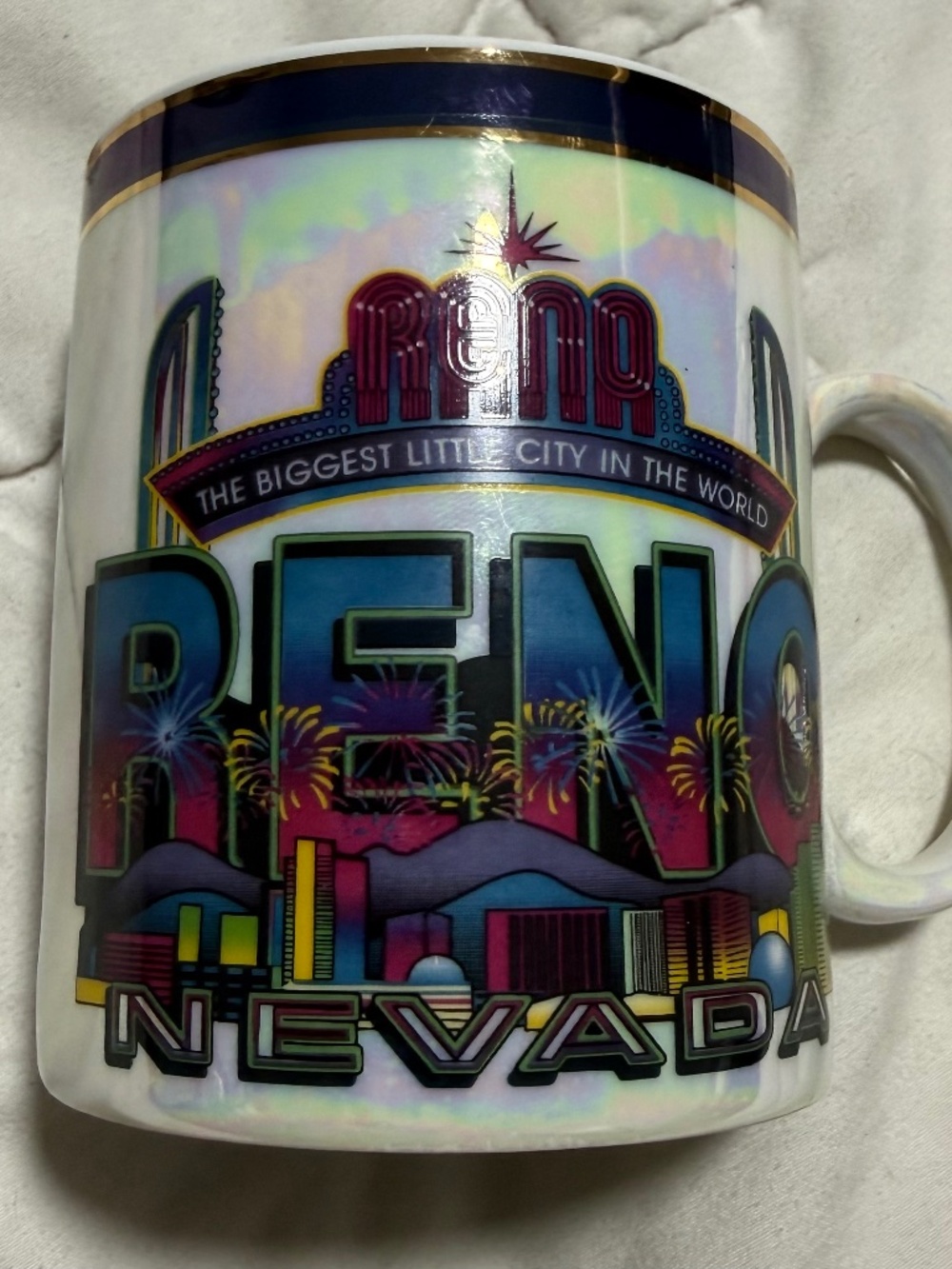 Reno Nevada Souvenir Iridescent Multicolor Ceramic Coffee Mug Graphic